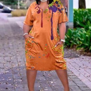 NEW PAINT SPLASH MIDI DRESS